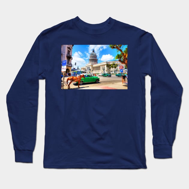 Capitol Building Havana Cuba Long Sleeve T-Shirt by tommysphotos